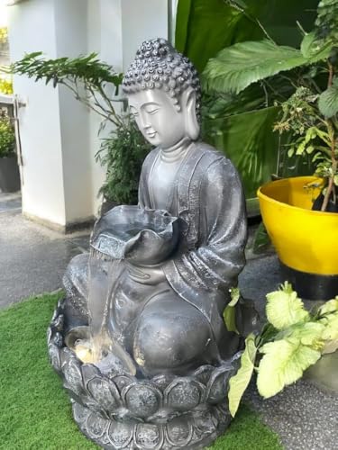Image of Resin Buddha Statue Decorative Water Fountains for Outdoor Living Room, Office, Garden 4 Feet Large Buddha Fountain, Sitting Pose, Large Big Size (Design 5)