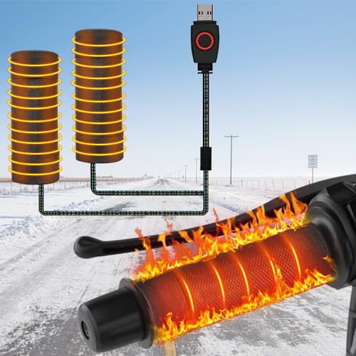 グリップヒーター バイク用 ハンドルヒーター 巻き付け式 5V2A USBポート スイッチ付き 3段階温度調整 防水 取り付け簡単 ホットグリップ オートバイ/自転車/原付/スクーター 防寒対策 冬 日本語取扱説明書