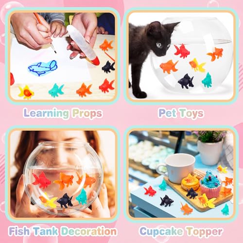 Image of Sumind 100 Pieces Multicolor Fake Floating Fishes Plastic Fake Goldfish Artificial Aquarium Fishes Colorful Realistic Artificial Moving Fish Ornament Decorations for Aquarium Fish Tank