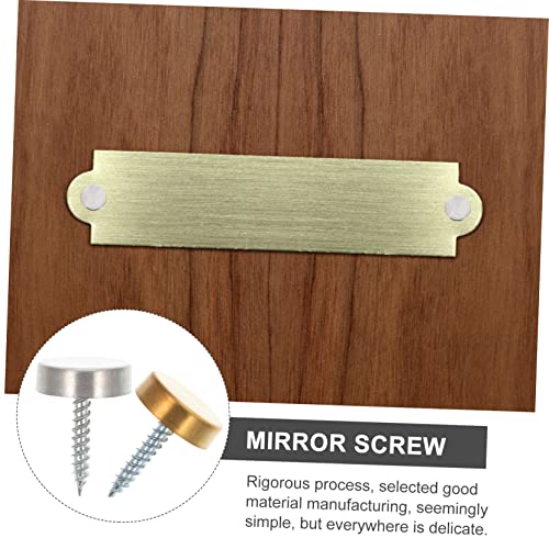GLEAVI 16 sets tornillos decorativos de espejo de acero inoxidable grueso con tapa plana para espejos, armarios, mesas de té y muebles de vidrio miniatura 4