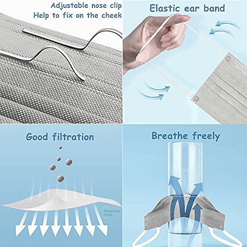 Image of MEELANA Non Woven Fabric 3 Ply Disposable Surgical Mask for Men Women with adjustable nose pin Reusable (Pack of 100) Breathable Masks