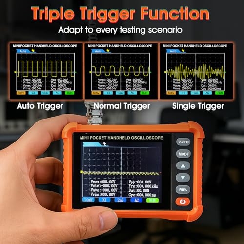 Image of Digital Oscilloscope 500 kHz, Compact Handheld Design, 2.8 inch LCD Display, AUTO /Normal /Single Trigger Modes, ±400V Input (X10), for Circuit Debugging & DIY Electronics