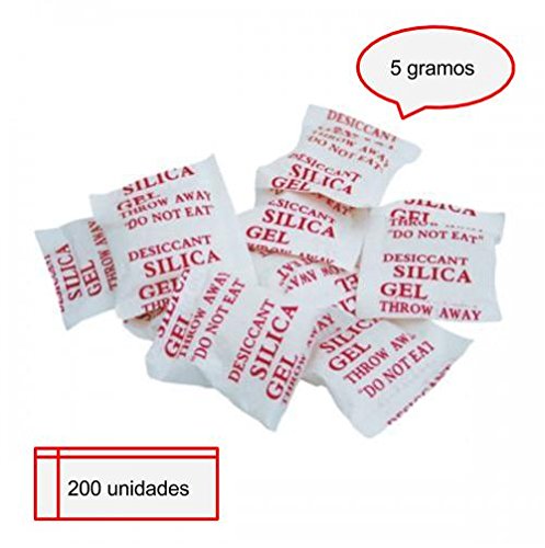 Sílica gel | 200 x 5g | Bolsas desecantes | Productos Antihumedad BOLASECA | Deshumidificador | (Envíos sólo España peninsular)