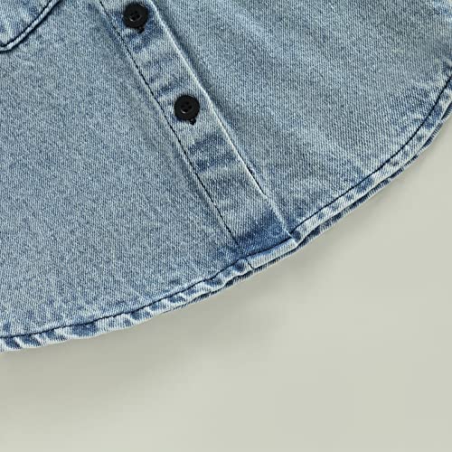 Mainesaka Toddler Baby Boys Girls Hoodie Denim Jackets Button Down Trucker Jeans Top With Pockets Fall Long Sleeve Coat (C Light Blue, 6-12 Months) #TOP6