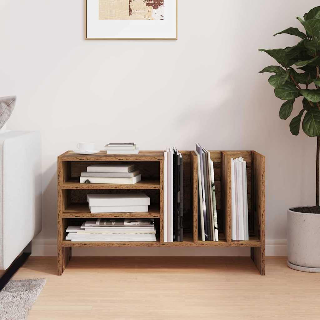 Armadio per dischi in legno anticato, 78,5 x 35 x 45 cm, con 6 ripiani, scaffale versatile per vinile, CD, DVD, HiFi, mobili multimediali, soggiorno, salvaspazio e robusto
