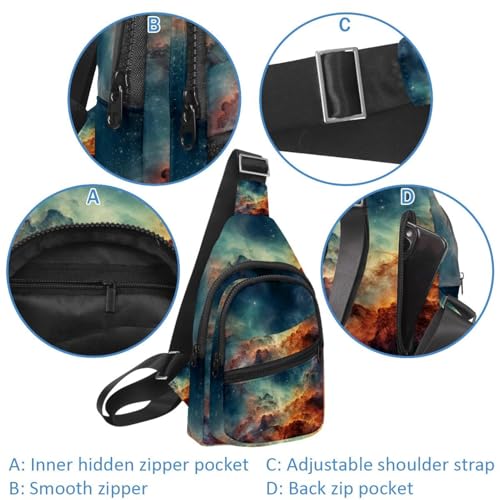 Bolso cruzado Stars Nebula con correa ajustable para hombre y mujer en deportes o viajes 2