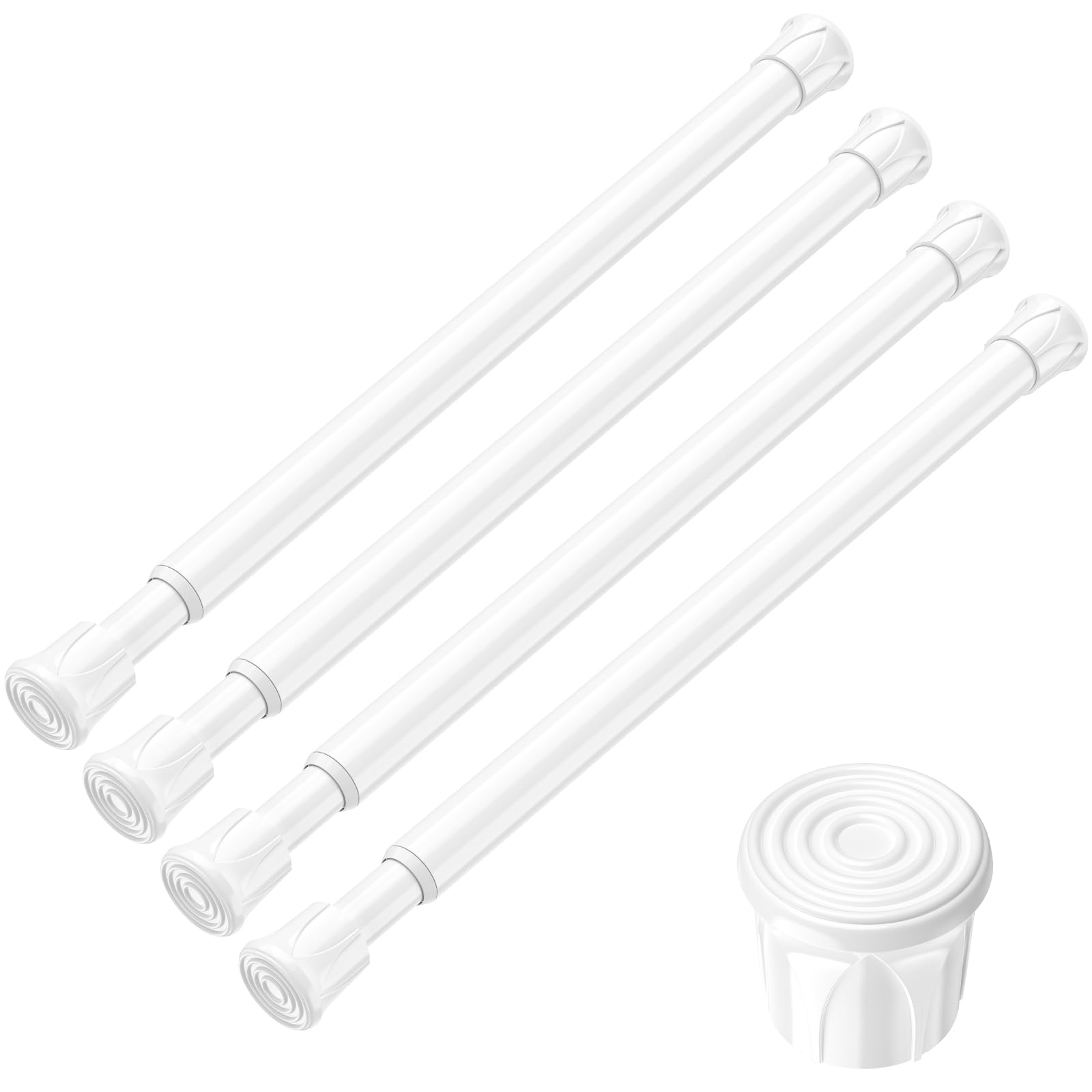 AIZESI 4PCS Small Spring Tension Curtain Rod 8 to 12 Inch, Mini DIY Tension Rods No Drill for Slim Window Sidelights, White