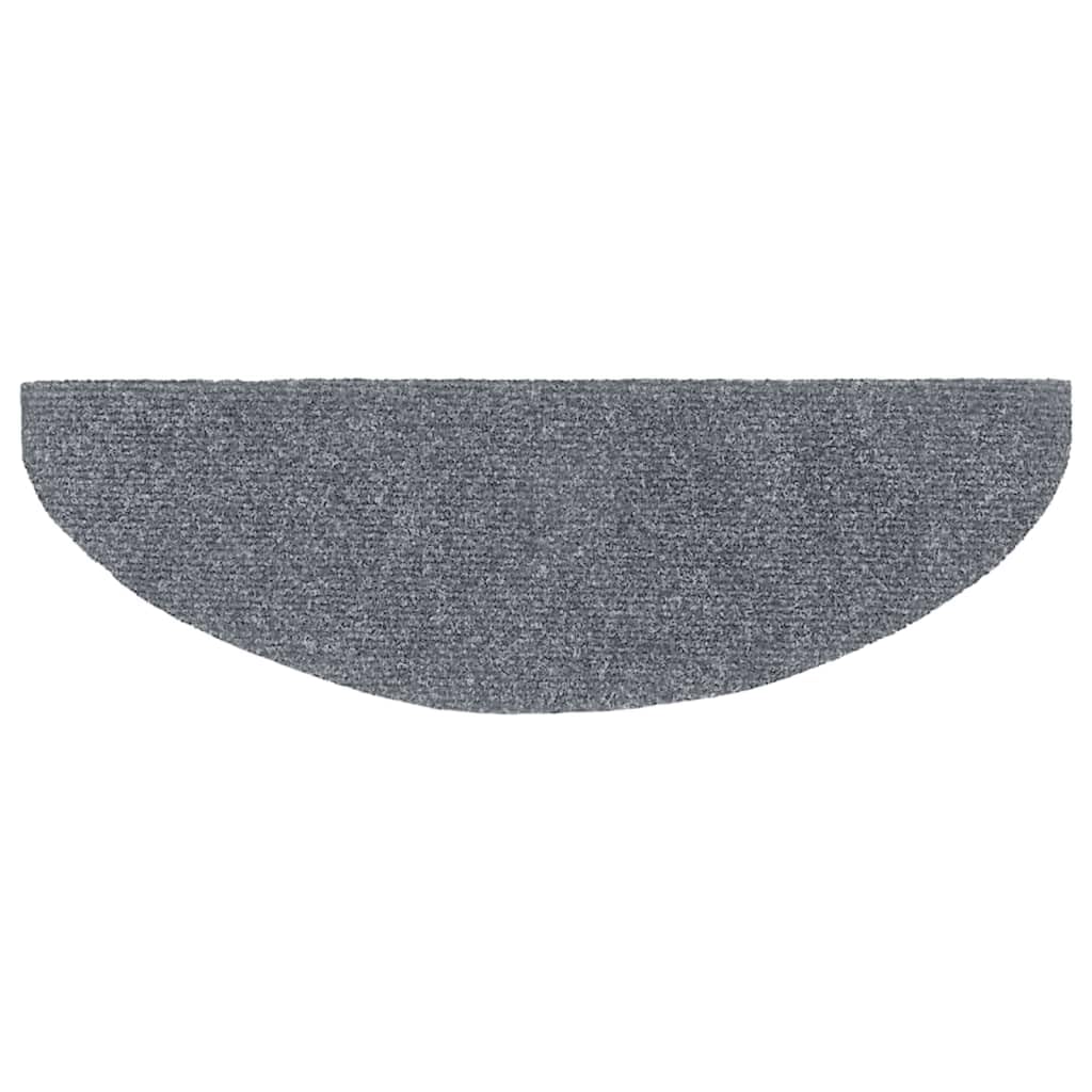 Lot de 15 tapis d'escalier autocollants - 65 x 21 x 4 cm - Gris clair - Semi-circulaires - Antidérapant - Lavable - Protection contre les marches en bois - Avec protection contre le bruit et