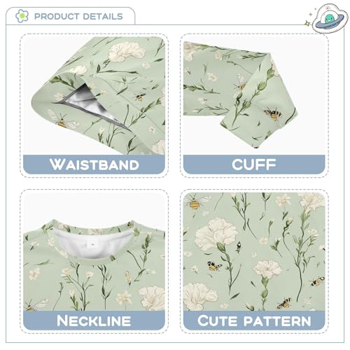 JUNZAN Cartoon Dianthus Sage Green Big Girls Sweatshirts Hoodies Fleece Kids Hoodies Boys Athletic 4T3
