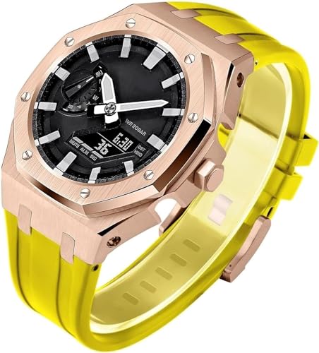 Bracelet caoutchouc fluorescent et boîtier acier GA2100 pour le sport