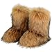WOVOIE Fur Boots for Women Winter Fluffy Furry Boots Mid-Calf Snow Boots with Anti-Slip Warm Lining for Y2K Streetwear(brown, US, Adult, Women, 8.5, Numeric, US Footwear Size System, Medium)