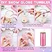Zhehao 4 Pack Snow Globe Tumbler Supplies with 20 Colors Glitters 16oz Pre Drilled Double Wall Globe Cup with Lid and Straw Squeeze Bottle Funnel Tweezer Bent Syringe DIY Snowglobe Tumbler Starter Kit
