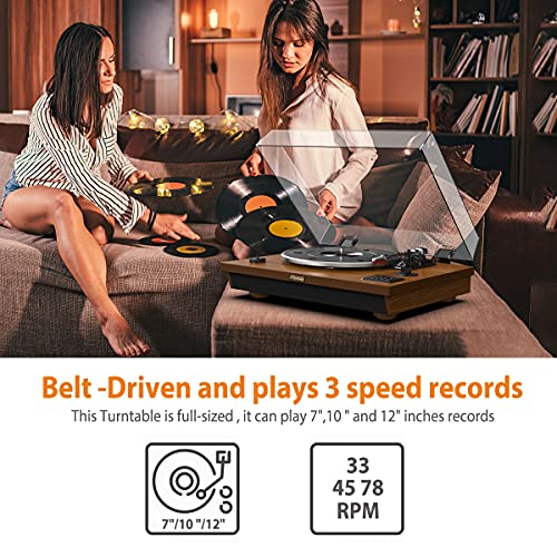 La Platine Vinyle SHUMAN Concise-Classic Comprend : Lecteur Vinyle/USB/Bluetooth/AUX in(Braun) - Les Beatles, Paul McCartney, John Lennon, RIngo Starr, George Harrison La Platine Vinyle SHUMAN Concise-Classic Comprend : Lecteur Vinyle/USB/Bluetooth/AUX in(Braun) – Image 4