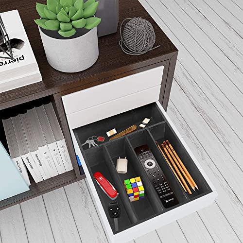 Ayiaren Best Wooden Cutlery Tray Kitchen Utensil Drawer Organizer Dividers Wood Silverware Drawer Organizer Black Bamboo Cutlery Drawer Insert Spoon Flatware Organizer Utensil Silverware Tray #TOP4