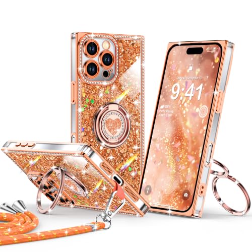 XYZ for iPhone 16 Pro Max Case, Glitter Bling Phone Cover with Stand
