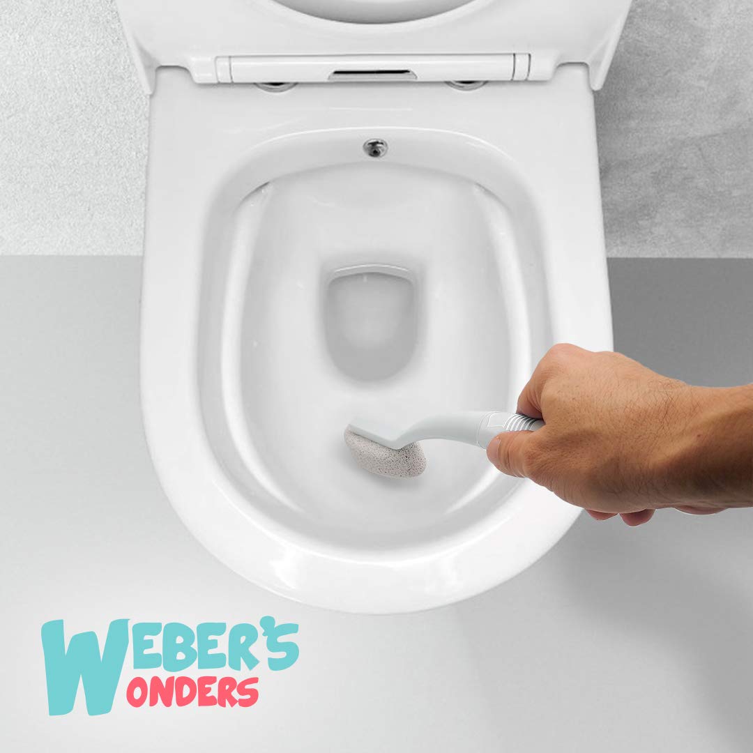 Weber’s Wonders Toilet Rings Remover - Pumice Cleaning Stone With Handle, Toilet Wand Cleans Hard Water, Calcium Buildup, Iron, Rust - Removes Stains from Sinks, Tubs, Shower. Pool, Safe for Porcelain
