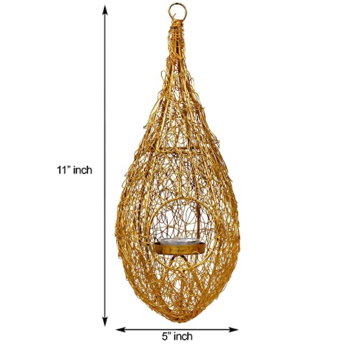 Image of Webelkart Premium Hanging Bird Cage Nest Hanging tealight Candle Holder for Home and Office Decor| laltern Candle Holder| Diwali Decorations Items for Home Decor | Diwali Candle Holder (11 inch)