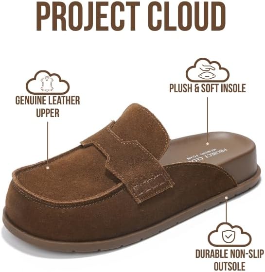 Project Cloud 100% Genuine Leather Womens Clogs - Plush & Soft Insole with Arch Support Non Slip Mules & Clogs for Women Footwear - Water Resistant Women Shoes (Foamy) - Image 4