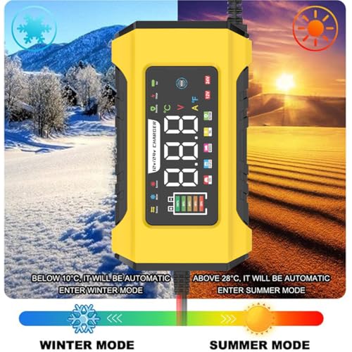 15A Car Battery Charger, 12V/24V Automatic Smart Charger Monitor Battery with LCD Screen Temperature Compensation for Car, AGM, Gel, Wet, SLA for Lead Acid Batteries and LiFePO4 Batteries - Image 2