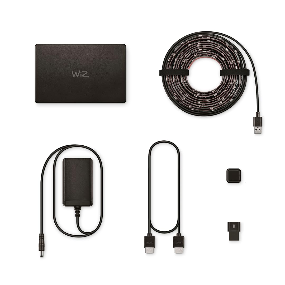 WiZ HDMI Sync Box con retroiluminación de TV - Sincroniza la luz con tus películas, juegos y música - HDMI 2.0 - Soporta 4K a 60Hz - Tira LED RGBIC para televisores de 55 a 65 pulgadas