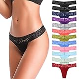 ANNYISON Women's Thongs, T Back Low Waist See Through Panties Cotton Seamless Lace Thongs for Women, Multicoloured, Medium