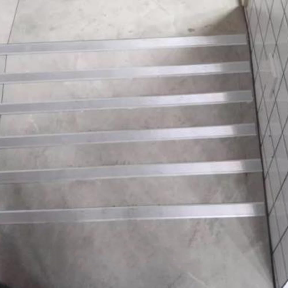 Perfil De Borde De Escalera Aluminio，100×4CM Antideslizante Tira De Borde De Escalera，Perfil De Protección para Borde De Escalón - Plateado