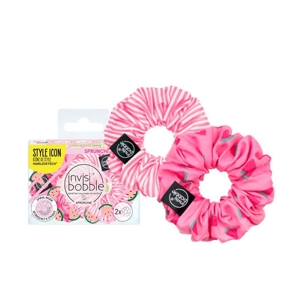 Fruit Fiesta Gntm Hair Scrunchie Set Pink 2 X Pink Hair Bobbles With Melon Motif For Girls And Women Scrunchies Pink Designed In The Heart Of Munich