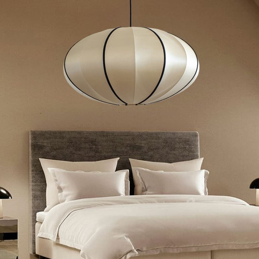 Latarnia z tkaniny wisząca Duża lampa wisząca Latarnia papierowa Lampa wisząca Azja Południowo-Wschodnia Latarnia z tkaniny Lampa wisząca sufitowa Khaki Żyrandol w stylu vintage do kuchni Korytarz