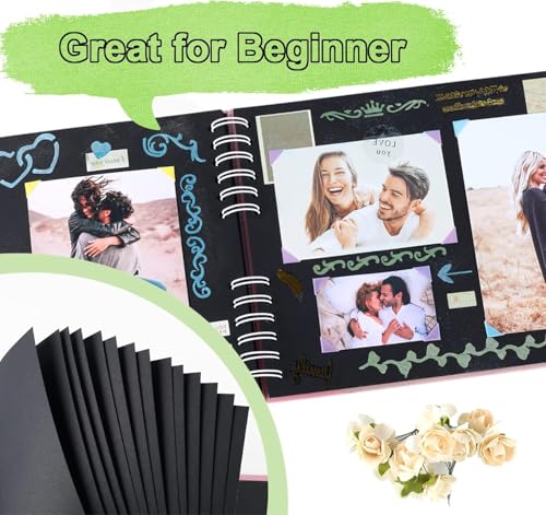 Álbum de scrapbooking de 40 páginas (11 x 8 pulgadas), papel kraft grueso de 200 g/m2, libro de recuerdos fotográficos, álbum DIY para bodas, aniversarios y familia, color blanco miniatura 4