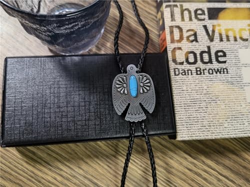 Image of Turquoise Agate Granite BOLO Tie for Men Women Leather Wedding Necklace Western Cowboy Necktie