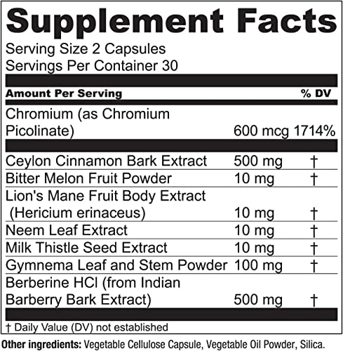 Essential Elements Blood Glucose Supplement with Ceylon Cinnamon and Berberine GluControl | 60 Capsules - Thumbnail 4