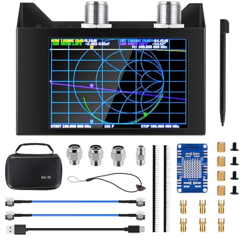 Image of AURSINC NanoVNA SAA-2N V2.2 Antenna Analyzer with Testboard Kit, 4 inch 50KHz-3GHz N-Type Vector Network Analyzer with Storage Bag, HF VHF UHF Measuring S Parameters, Duplexer, VSWR, Phase, Delay