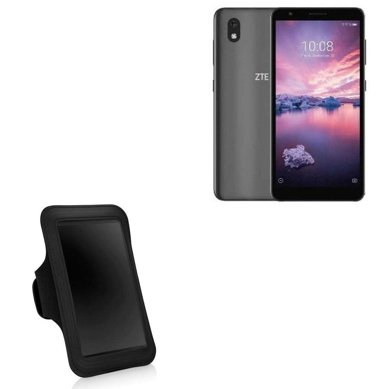 BoxWave Case Compatible with ZTE Avid 579 - Sports Armband, Adjustable Armband for Workout and Running - Jet Black