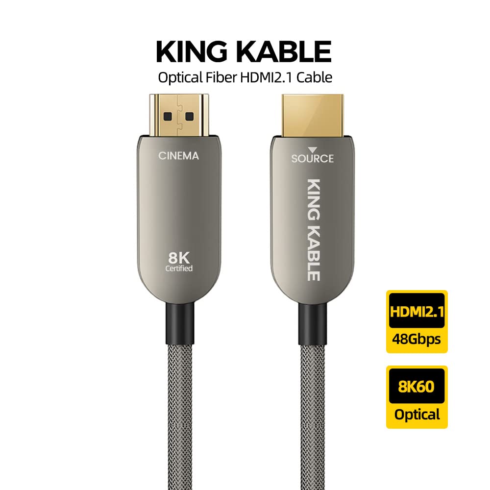 Certified Optical Fiber HDMI2.1 Cable 48Gbps 10K 8K60 4K120 eARC HDR VRR G-SYNC 50M 100M