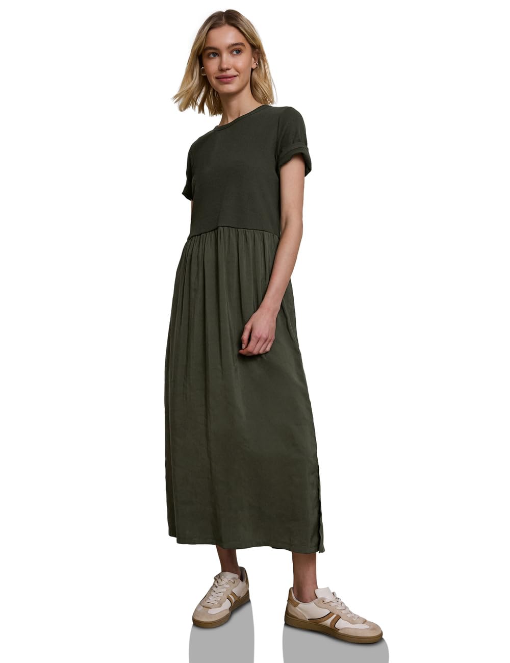 Street One Studio Midi-Kleid mit Rundhals und Strukturmix