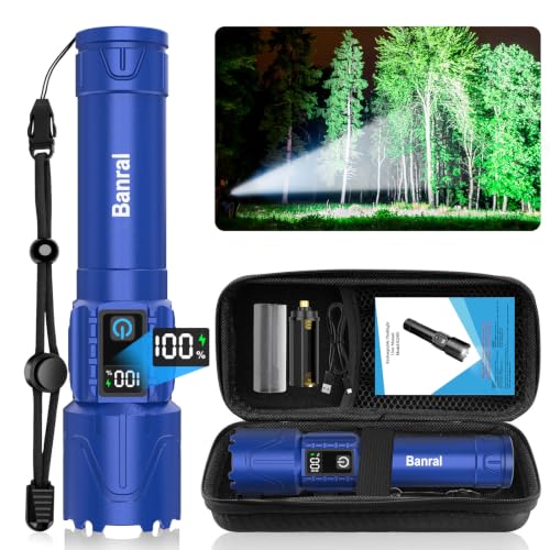 Image of Tactical Flashlight Super Bright High Lumens Rechargeable LED Flash Light | 5000ft Beam, 5000mah, 20H Long Lasting, USB C Charging, Zoomable 5 Modes, Waterproof for Camping Hiking Emergency Men Gift