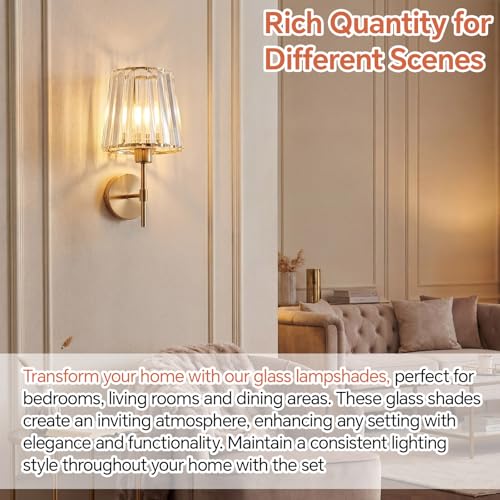 Image of Teenyyou 2 Pcs Gold Crystal Lamp Shade Elegant Ceiling Light Cover E26 /E27 Base 1.65 inch Top x 5.5 inch Dia. x 5.9 inch H Chandelier Lampshade Replacement for Bathroom Bedroom Living Room Hallway Wall Sconce