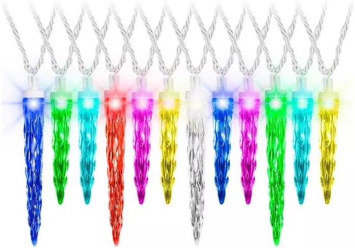 Gemmy Lightshow ColorMotion Multi-Color LED Icicle Light Set, 24-Lights