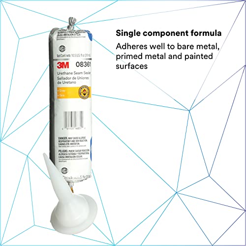 3M Urethane Seam Sealer, 08361, Gray Color, High Solids, Permanently Flexible, 310 Ml/10.5 Fl Oz Foil Pack #TOP1