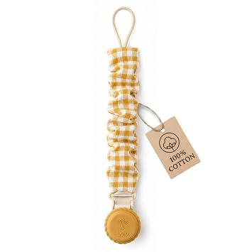 Muslin Cotton Pacifier Clips - Metal-Free, Lightweight and Secure Pacifier Holder for Babies Sun Eclat - Mila & Lulu