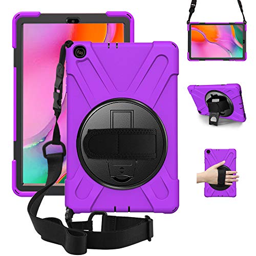 ZenRich Samsung Galaxy Tab A 10.1 Case 2019 SM-T510/T515, Shockproof Heavy Duty Rugged Case with 360 Rotating Kickstand Hand Strap Shoulder Belt for Samsung Galaxy Tab A 10.1
