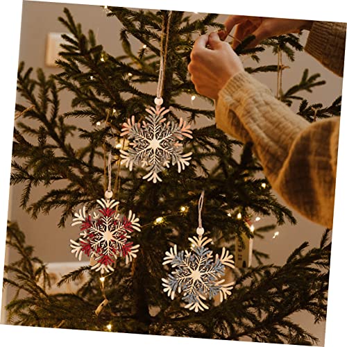 Pendentifs flocon de neige FCXDMY en bois ciselé pour sapin - 2