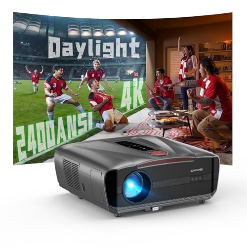 Image of 2026 Daylight 4K Projector 2400ANSI, 3-Brightness Control,DB Audio,Auto Lens Cap, Smart Projector with Apps WiFi Bluetooth, Auto Focus/Keystone, HDMI eARC CEC for Home Cinema Game Office Church Party
