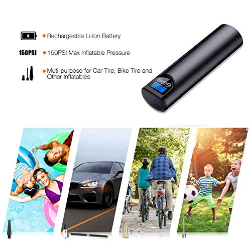 Compressor de ar portátil YTA, bomba automática elétrica de 150 PSI para carro, motocicleta, bicicle