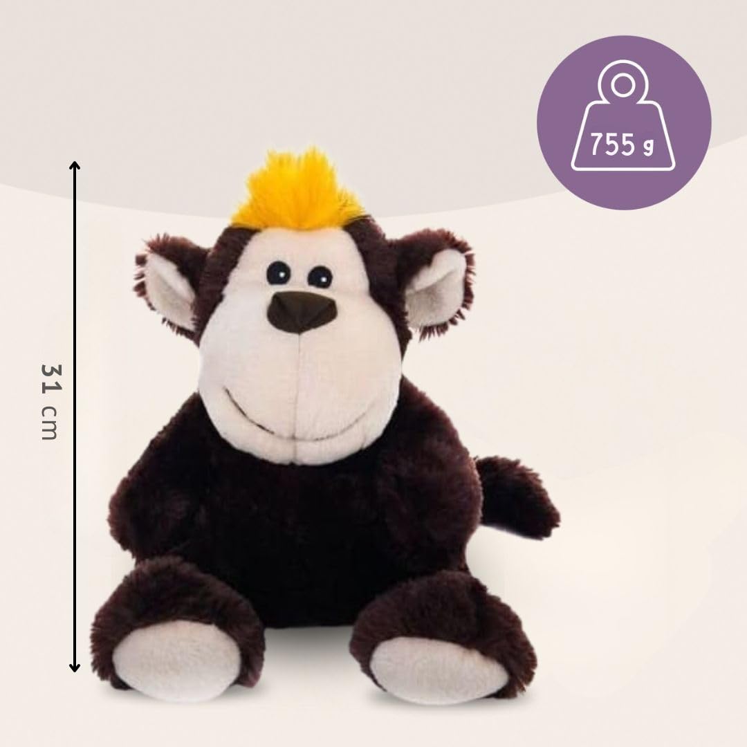 Habibi Plush Cuscino termico per bambini e adulti – 1835 scimpanzé e scimmia con riempimento di miglio, peluche termico per riscaldare nel forno a microonde e forno, ideale anche per bambini