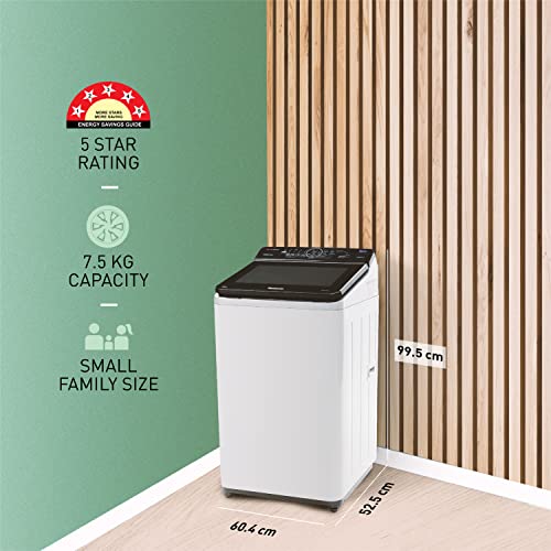 Image of Panasonic 7.5 Kg Wifi Fully-Automatic Top Loading Smart Washing Machine (NA-F75A10MRB, Middle Free Silver, Compatible with Alexa)