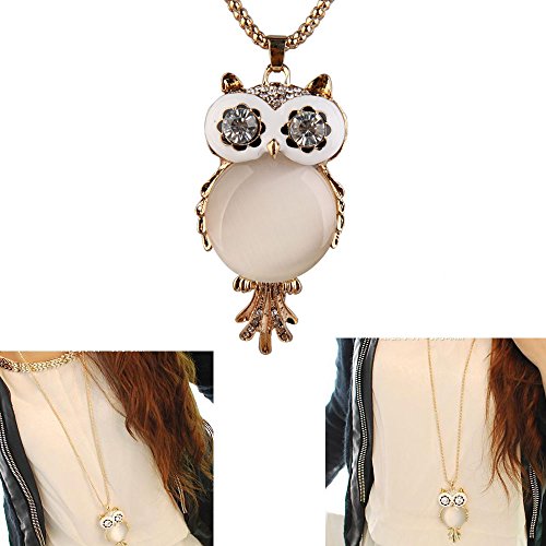 Vktech New Lady Women Gorgeous Opal Owl Pendant Necklace Birthday XMAS Gift