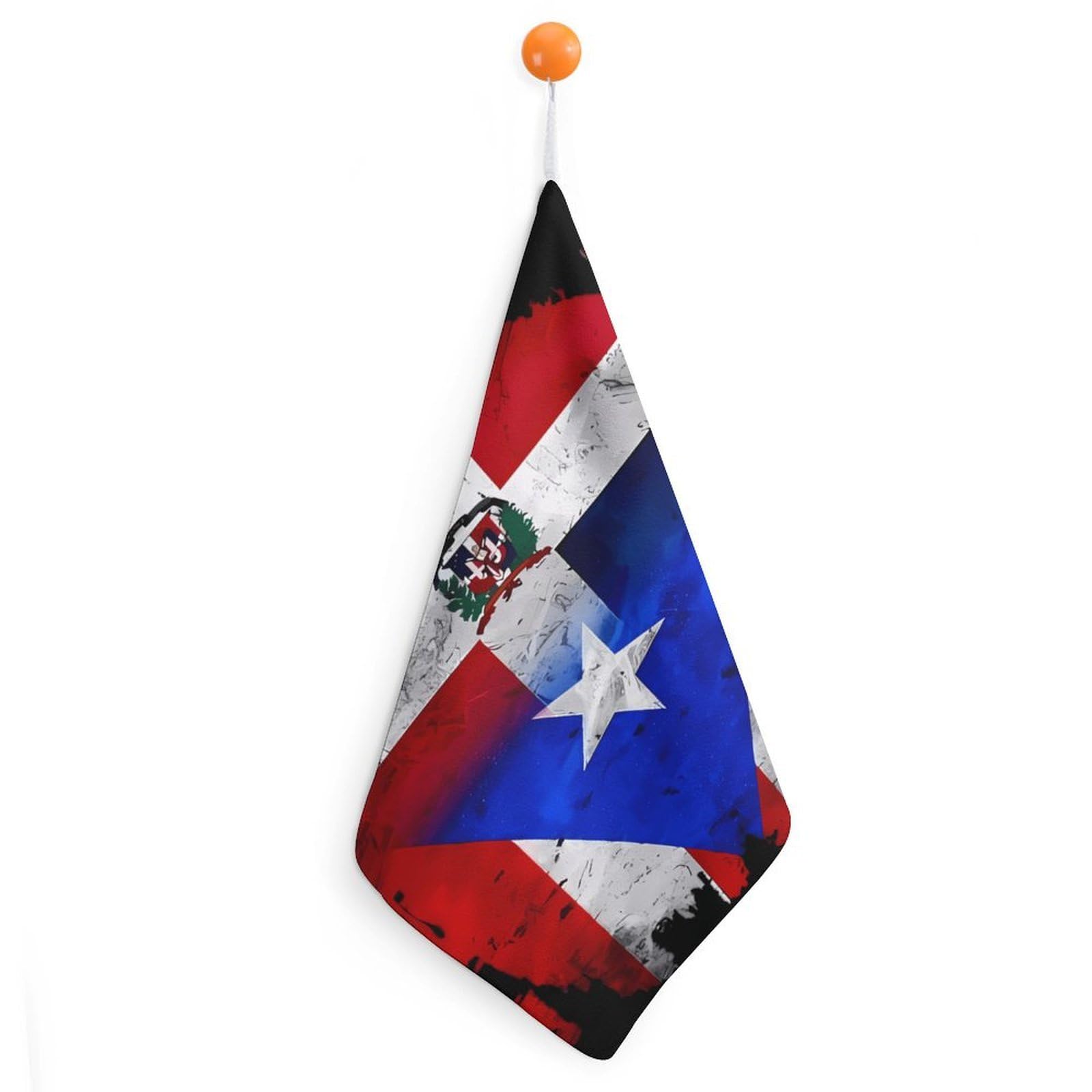 TXFBTRFSA Puerto Flag Dominican Flag Hand Towels with Hanging Loop Kitchen Towel Handkerchiefs Cleaning Cloths