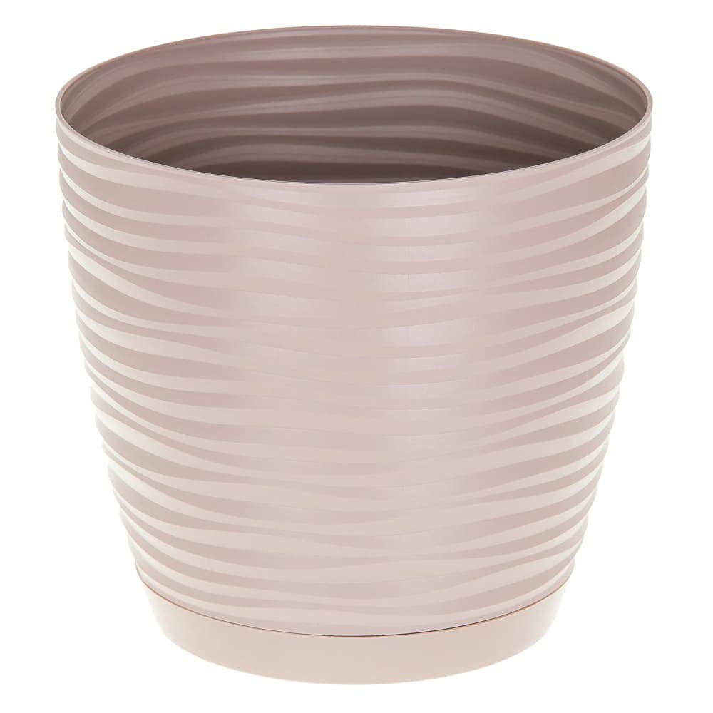 KORAD 3D Sahara Plant Pots with Matching Saucers. Decorative Planters with Drainage Holes for Indoor and Outdoor. Available in 7 Sizes and 8 Colours- (Taupe, Ø19 cm(7.48 inches) — image 1
