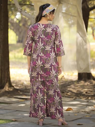 Image of Pinkmint Women's Pure Cotton Co Ord Set l Kurta Sets for Women |Kurta Sets| Printed Kurta with Pant l Stylish Pocket & 3 /4 Sleeve Women Co-ord Set (Avaiable in Plus size)